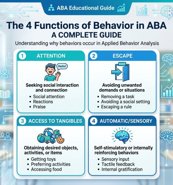 The 4 Functions of Behavior in ABA - complete SEAT guide with tables and examples